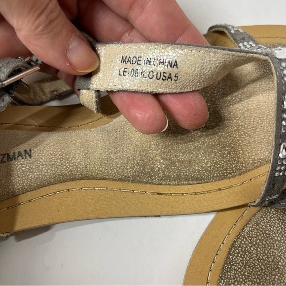 Stuart Weitzman Camia Doraly Crystalized T-Strap Sandal 5 - Picture 5 of 10